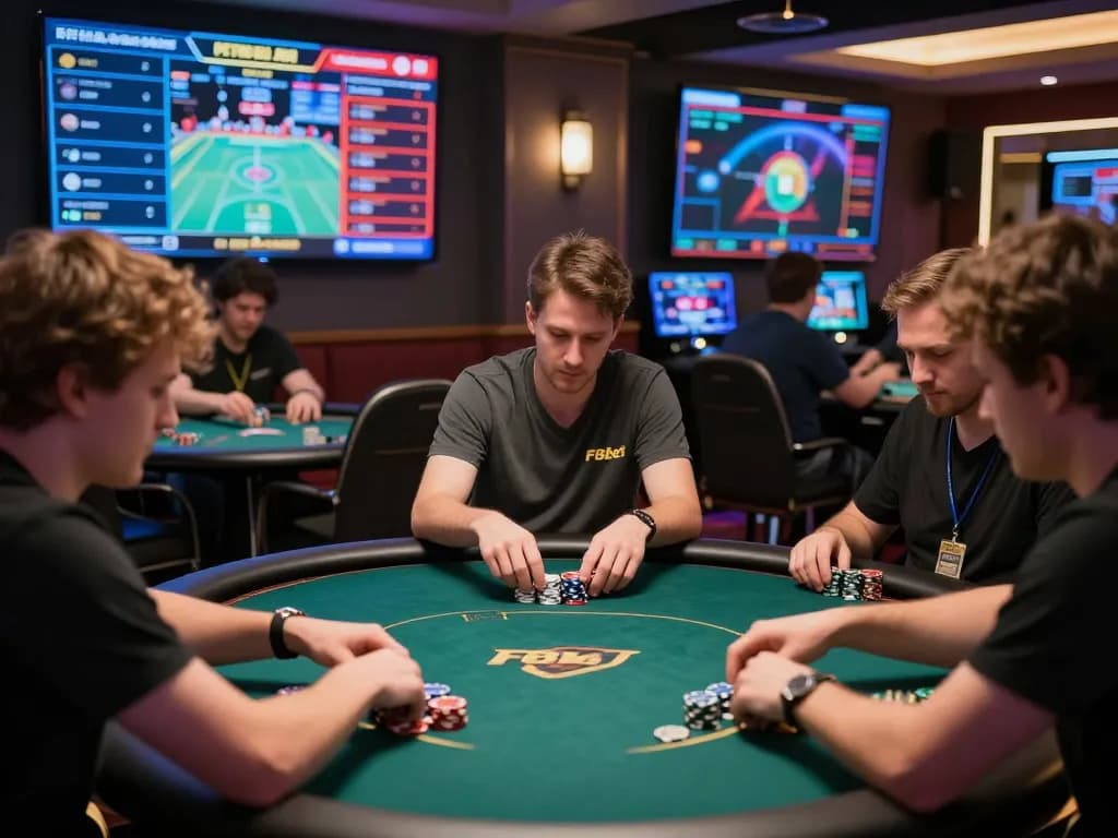 Players strategizing during an online F8bet poker game, showcasing competitive atmosphere.