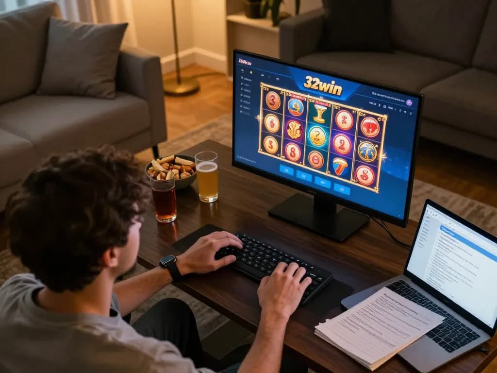 Player enjoying a riveting session on 32win app with engaging slot game visuals