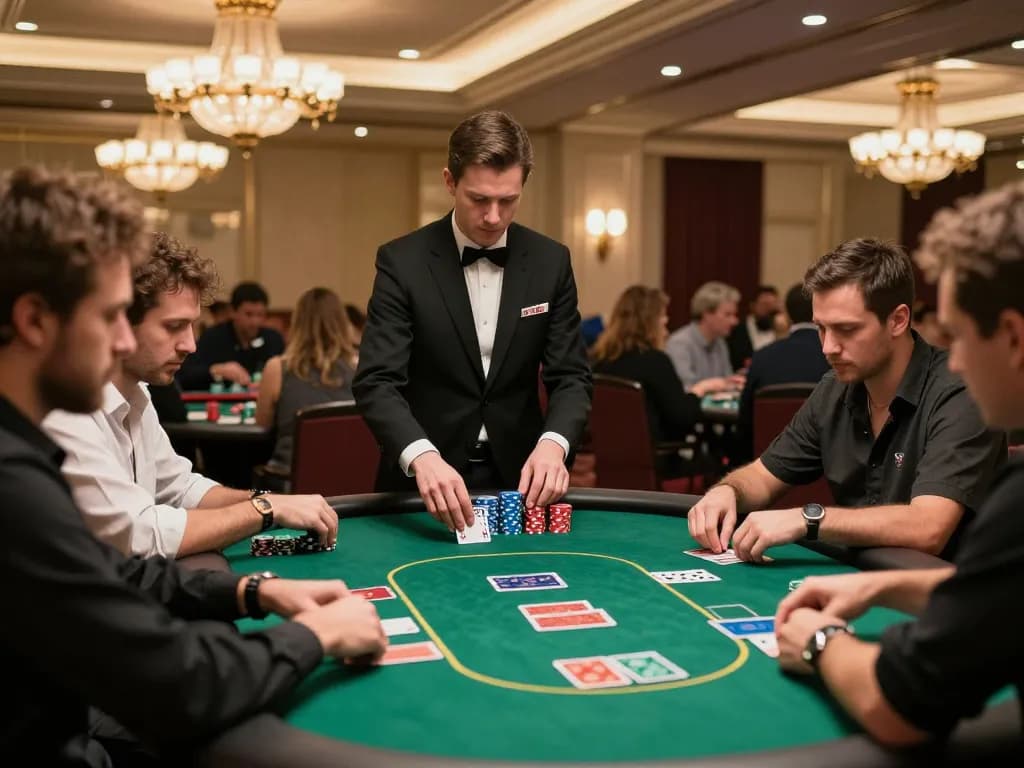 Players engaging in a poker game at a vibrant GO8 casino, showcasing excitement and strategy.