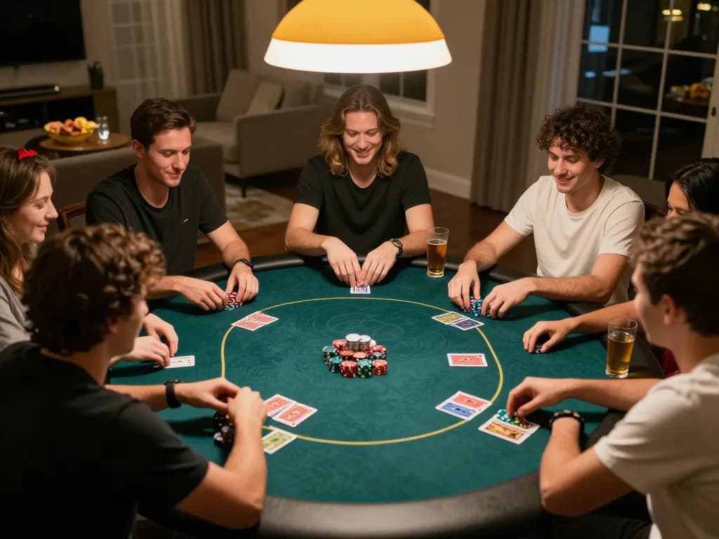 Xo88 players engaged in a dynamic poker game, showcasing strategic plays and a lively social atmosphere