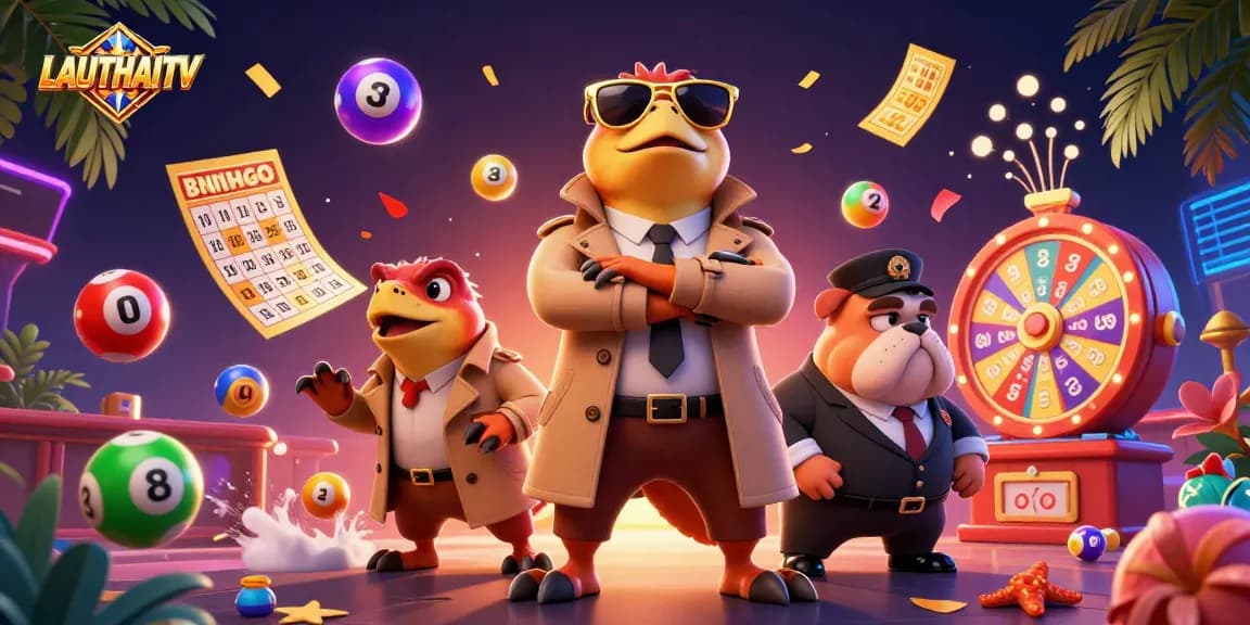 Play dynamic games at LAUTHAITV with colorful lottery balls and vibrant casino elements.