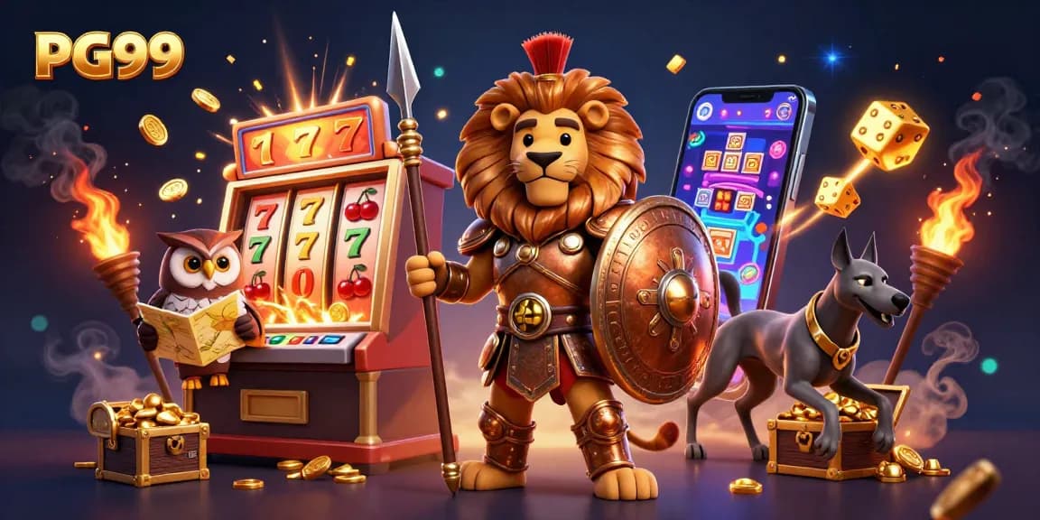 Experience the thrill of PG99 as the Spartan lion guides with luck and strategy amidst a jackpot explosion.