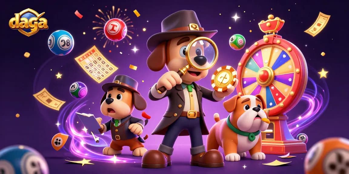 Daga players enjoy exciting games with colorful lottery balls and confetti, discovering hidden treasures.