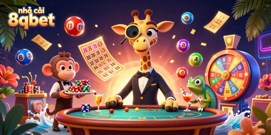 Experience the vibrant action of nhà cái 8qbet, featuring high-roller giraffe and lively casino elements.