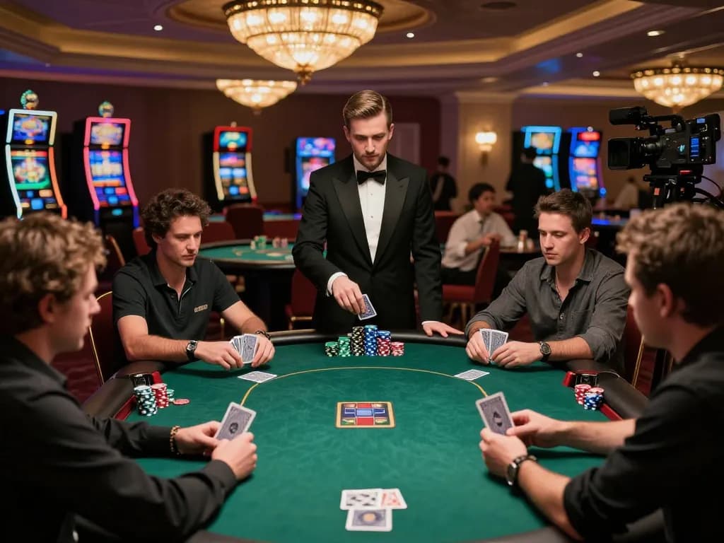 Players engaging in a thrilling poker match at 789win's luxurious casino tables