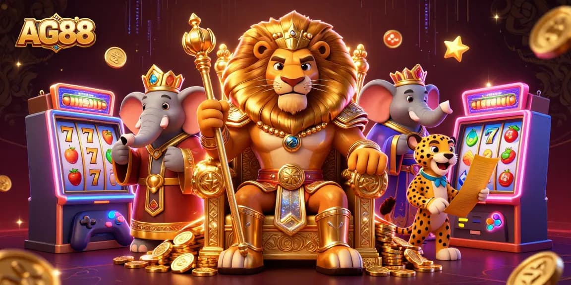 Experience thrilling AG88 jackpot wins with a vibrant casino scene featuring animated characters.