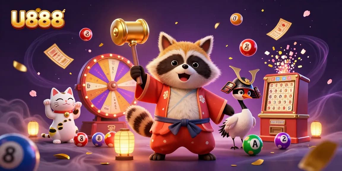 U888 brings luck alive in this vibrant casino illustration with dynamic gaming elements.