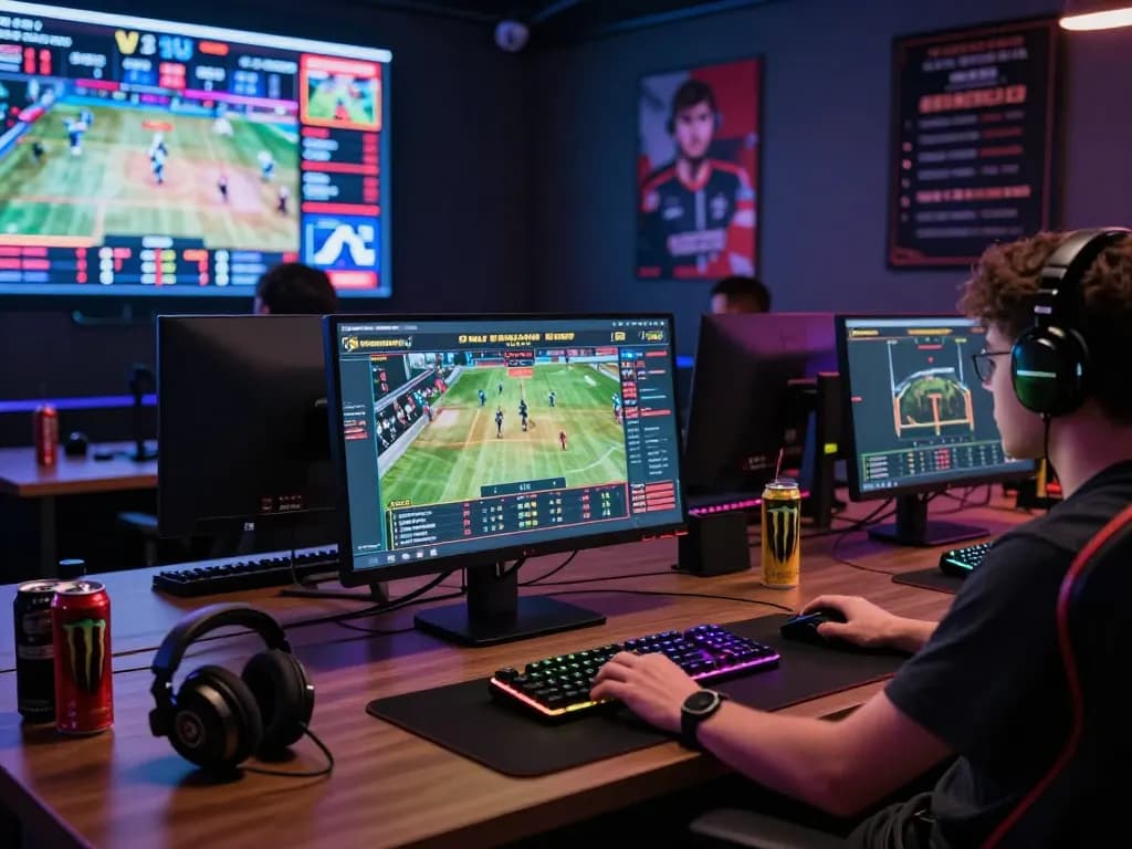 Dynamic online betting environment at https://topbet8x.com/ featuring modern gaming accessories and live sports statistics.