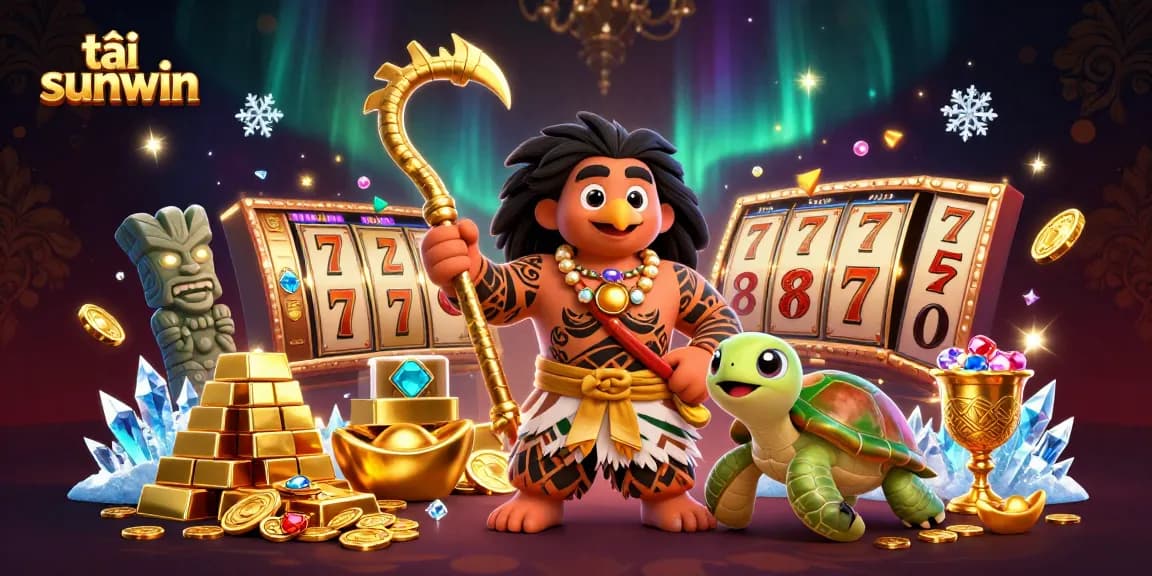 Spin the reels with tải sunwin's vibrant 3D casino scene filled with treasures and winning opportunities.