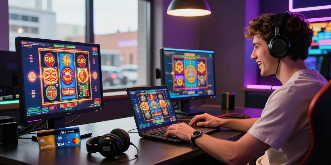 Engaging gaming moment at being-there.org.uk illustrating a vibrant online casino experience with colorful graphics and credit card options.