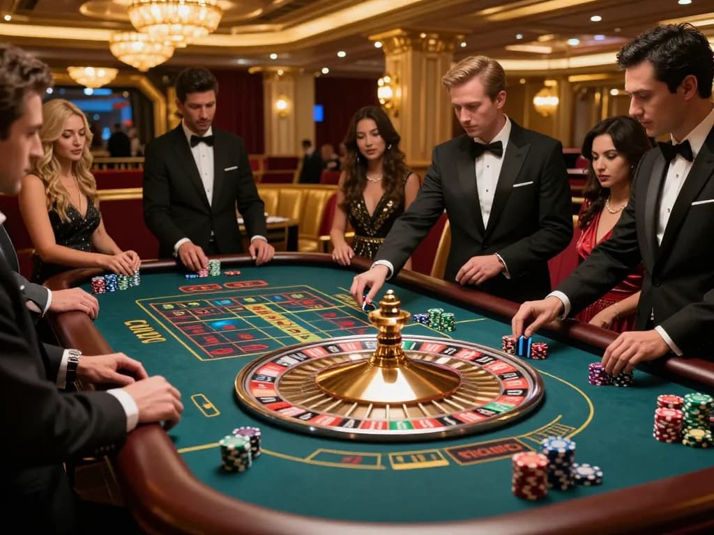 Players engaging in an exciting game of roulette at the ALO8 casino, highlighting dynamic betting action.