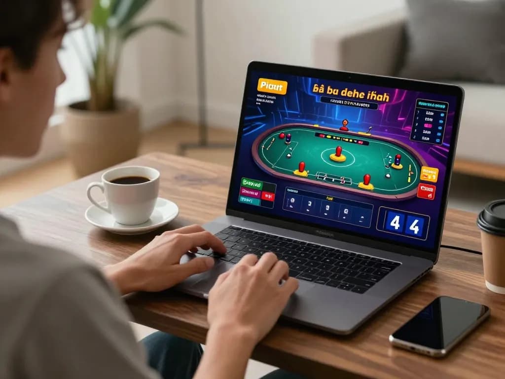 Engaging gameplay in Game bài đổi thưởng on a laptop, reflecting strategic betting and modern online gaming.