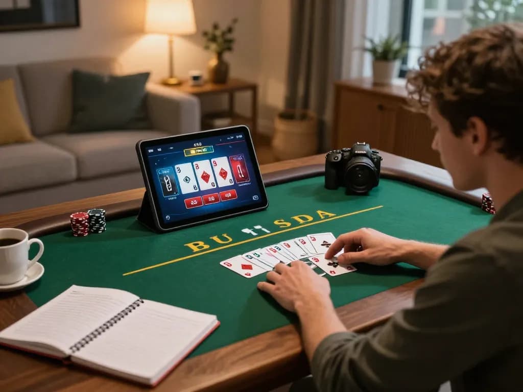 Pucuk138 online poker setup showcasing strategic gameplay in a cozy living space.