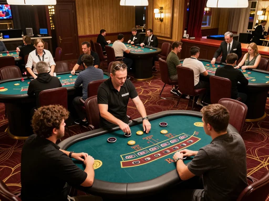 GA28 players engage in thrilling roulette and blackjack games at an upscale live casino venue.