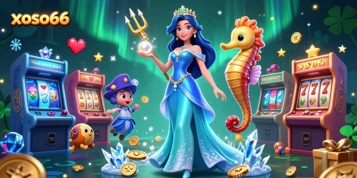 Experience the immersive world of gambling with xoso66 through this vibrant 3D illustration featuring characters and dynamic casino elements.