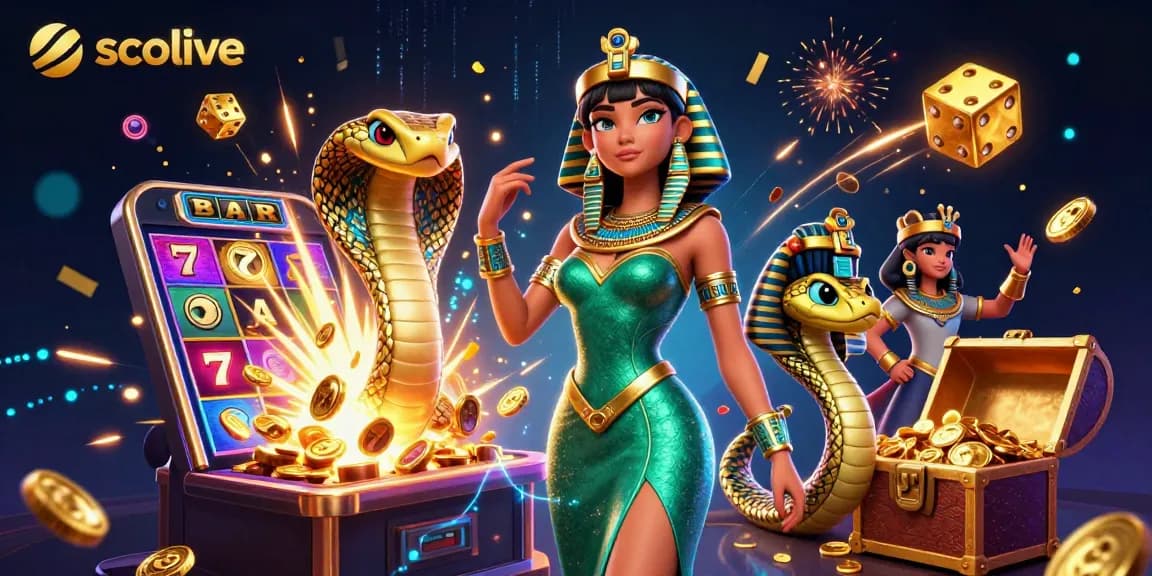 Socolive captures the excitement of online gambling with rich visuals of slots, golden treasures, and engaging characters.