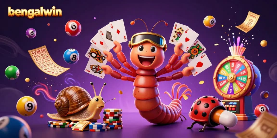 Experience excitement at bengalwin with a colorful casino scene featuring a dynamic cartoon dealer and vibrant game elements.