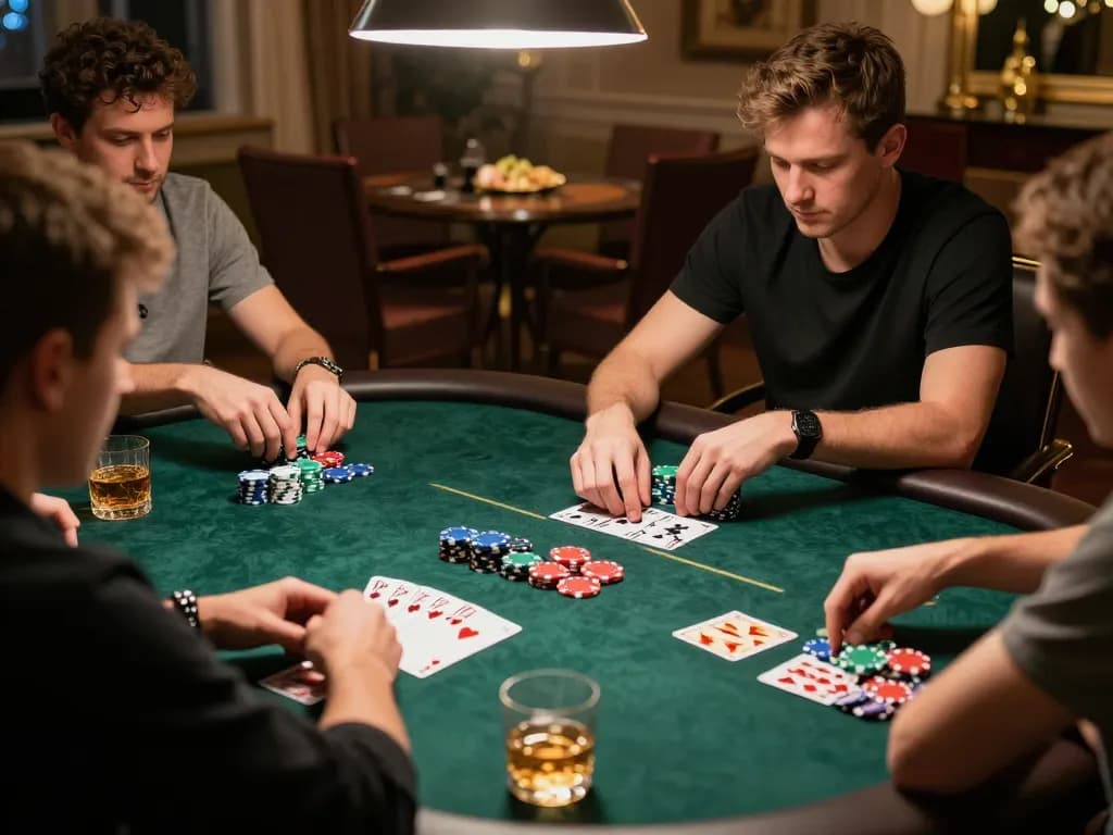 Watch players engage in high-stakes poker at an exclusive home game, showcasing the excitement of https://9bet9.in.net