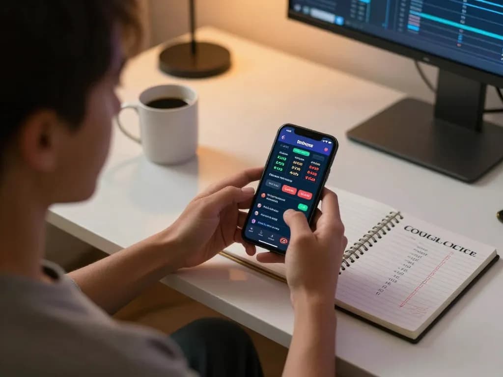 XO88 user engaging in mobile sports betting with strategic focus and welcoming workspace