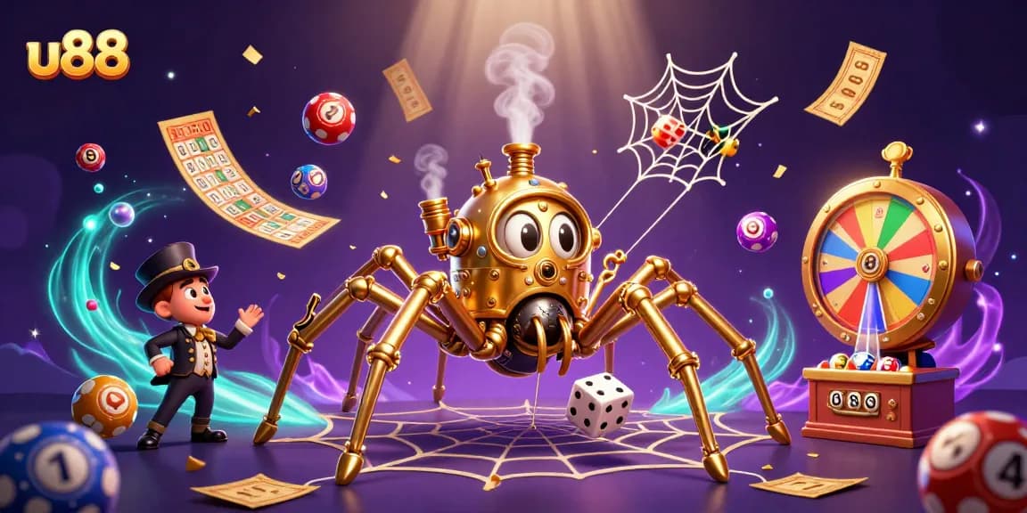 Engage in thrilling gameplay with u88, a steampunk spider weaving a golden web of fortune.