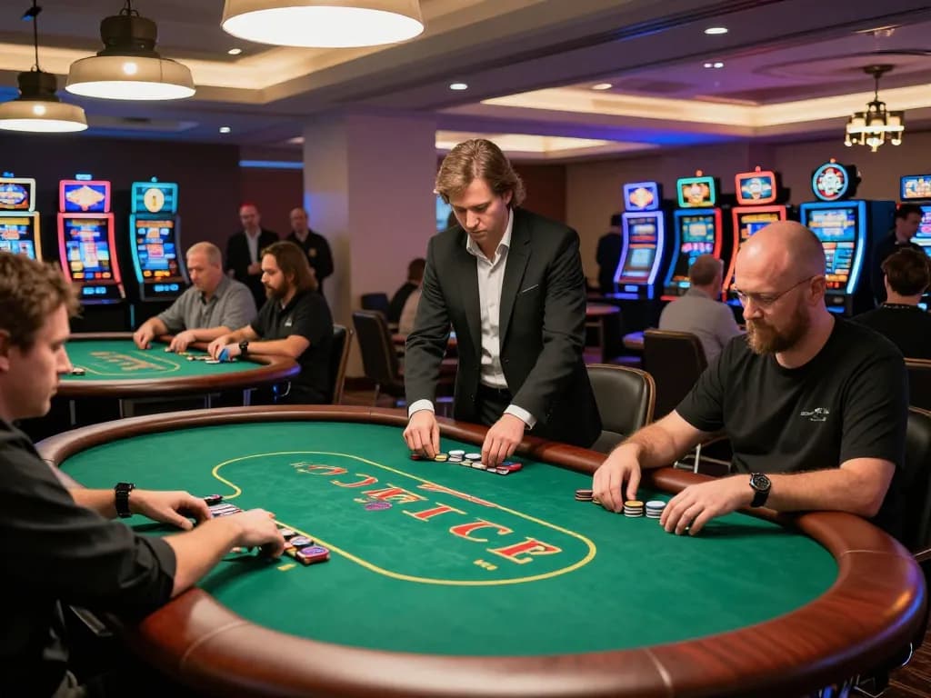 Players enjoying a high-stakes game at 8xbet casino, showcasing thrilling poker tournament action