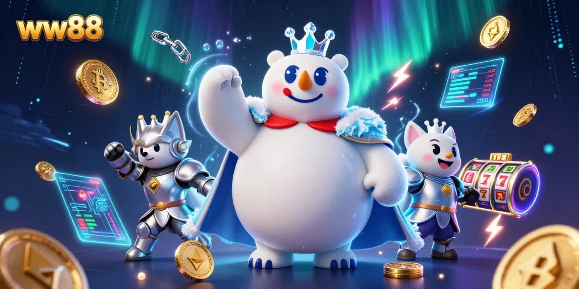Engage with exciting slots at ww88 with vibrant casino elements featuring polar bear and fox companions.