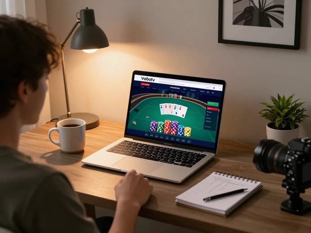 Engaging poker gameplay on vebotv platform with a well-organized home gaming space