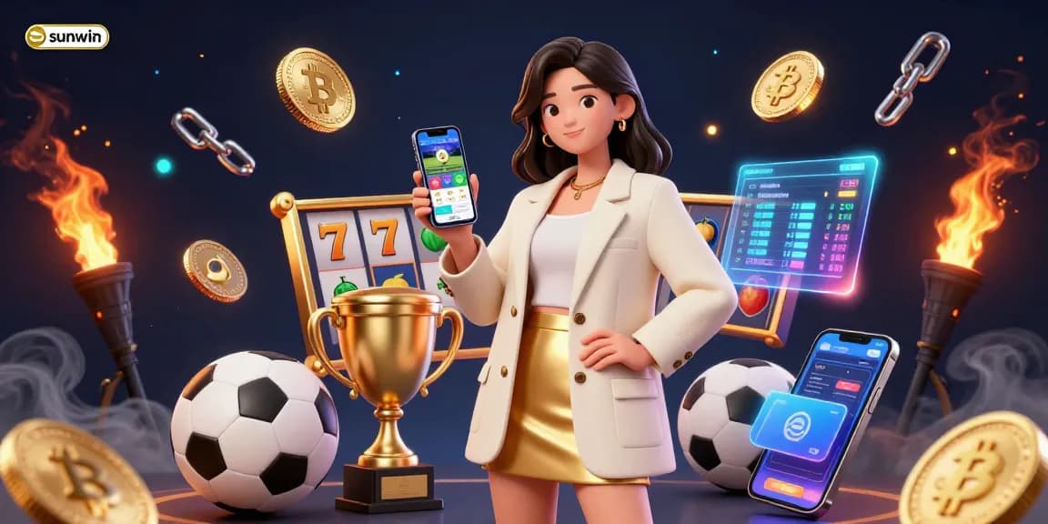 Engage with the sunwin sports betting app amidst 3D gaming elements and vibrant visuals.