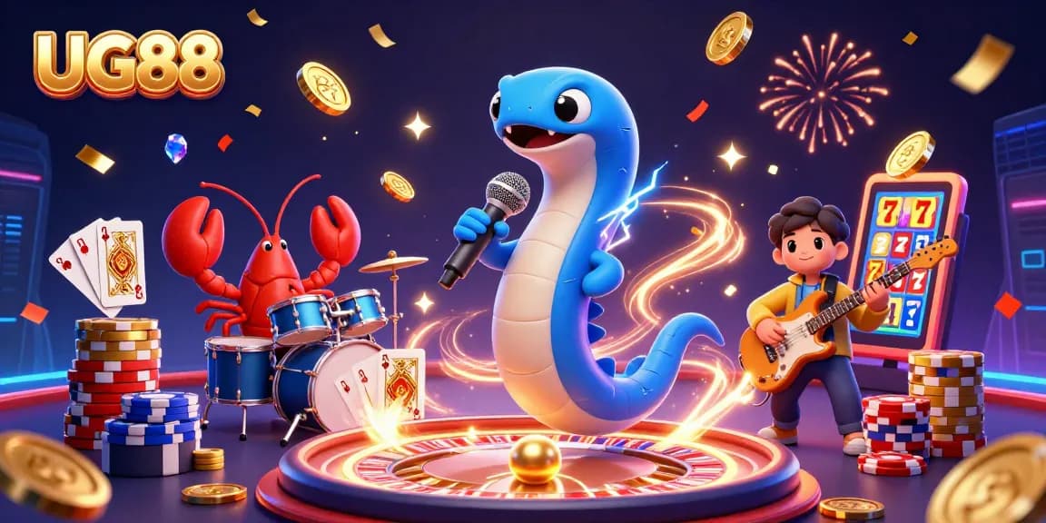 UG88 energizes the underwater casino scene with a DJ electric eel and backup band, filled with excitement.