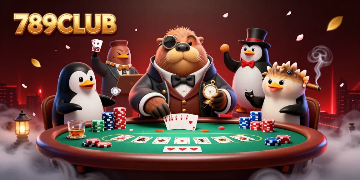 Engage in poker at 789CLUB with a jolly walrus, sophisticated dealer, and bluffing pufferfish.