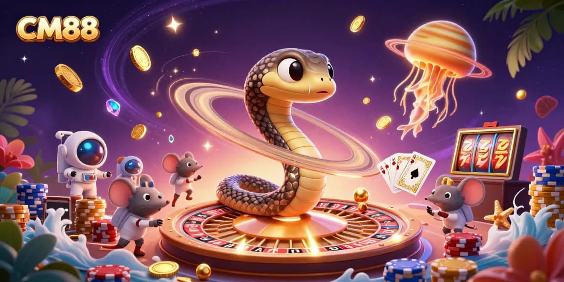 Experience thrilling games at CM88 with vibrant 3D visuals of casino excitement and dynamic action.