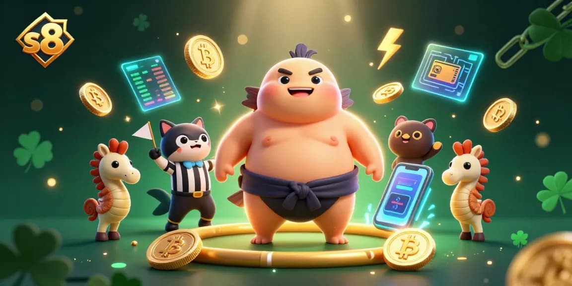 Engage in thrilling gaming at s8 with a fugu champion in a vibrant underwater casino scene.