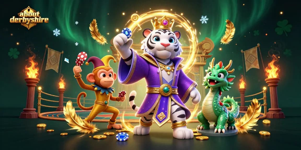 Engage with aboutderbyshire's bonus buy slots in a vibrant casino scene featuring dynamic characters.