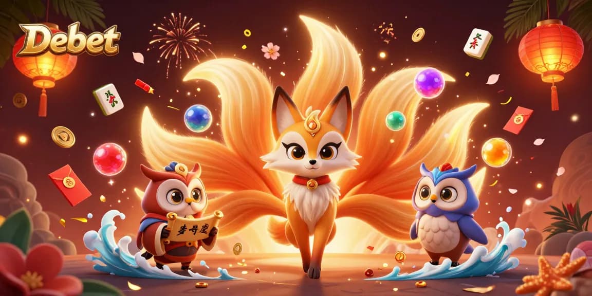 Experience thrilling gameplay with Debet's vibrant gaming scene featuring animated characters and dynamic casino elements.