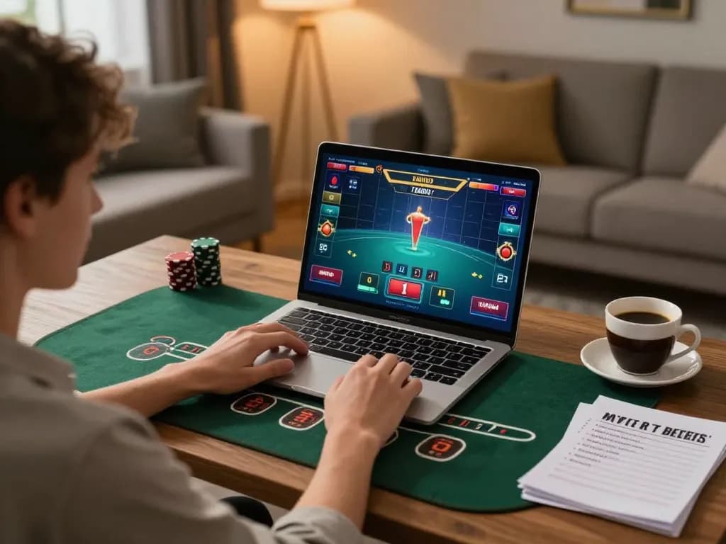 uu88 player enjoying a live dealer blackjack game at home with motivational strategy notes