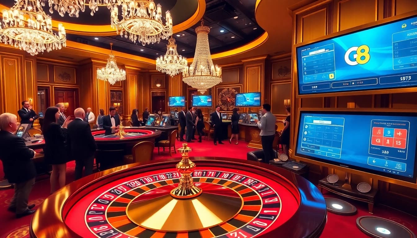 Engaging in a thrilling roulette game at Go8's luxurious casino environment.