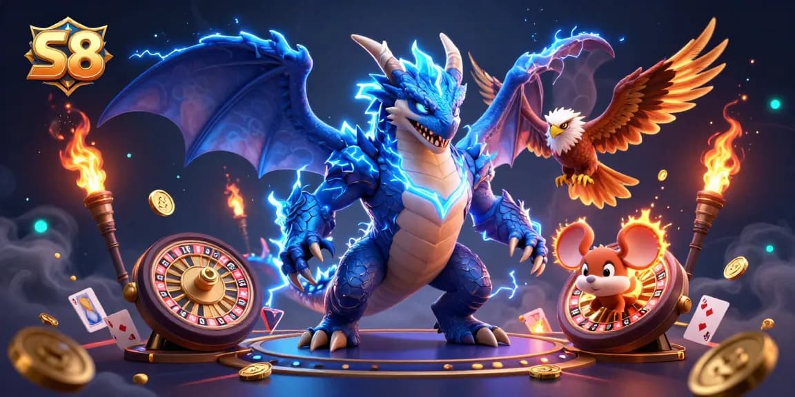 S8 engages players with a lively casino atmosphere featuring dynamic characters and vibrant gaming elements.