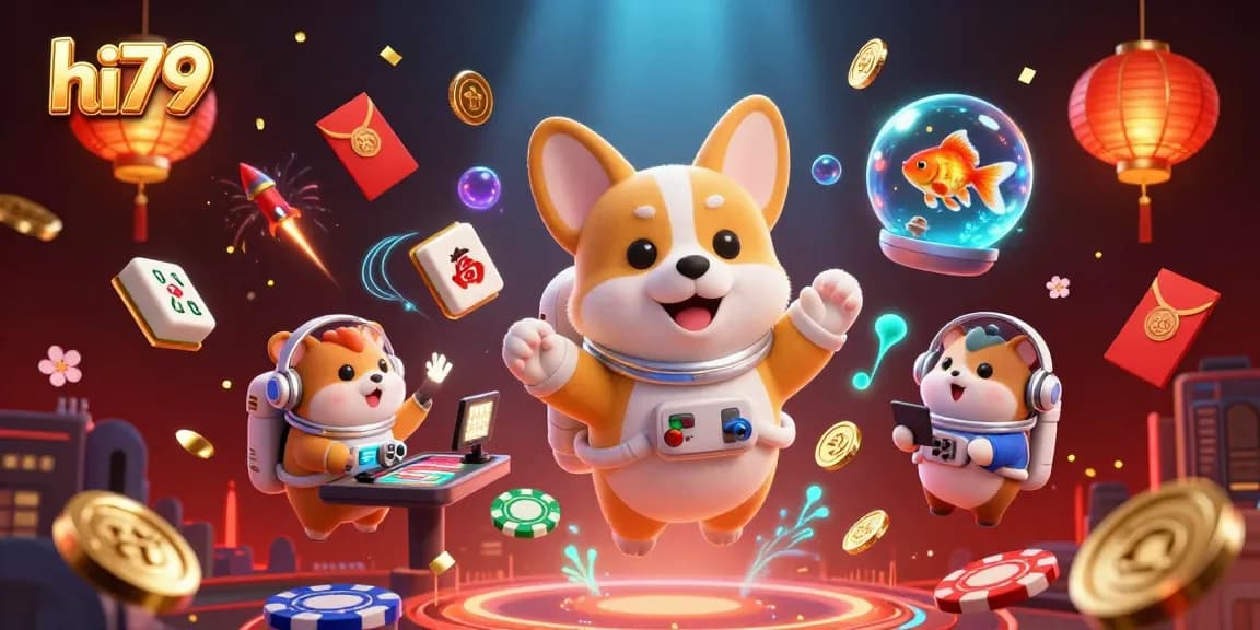 hi79 brings luck to players with vibrant 3D casino illustration showcasing action and excitement