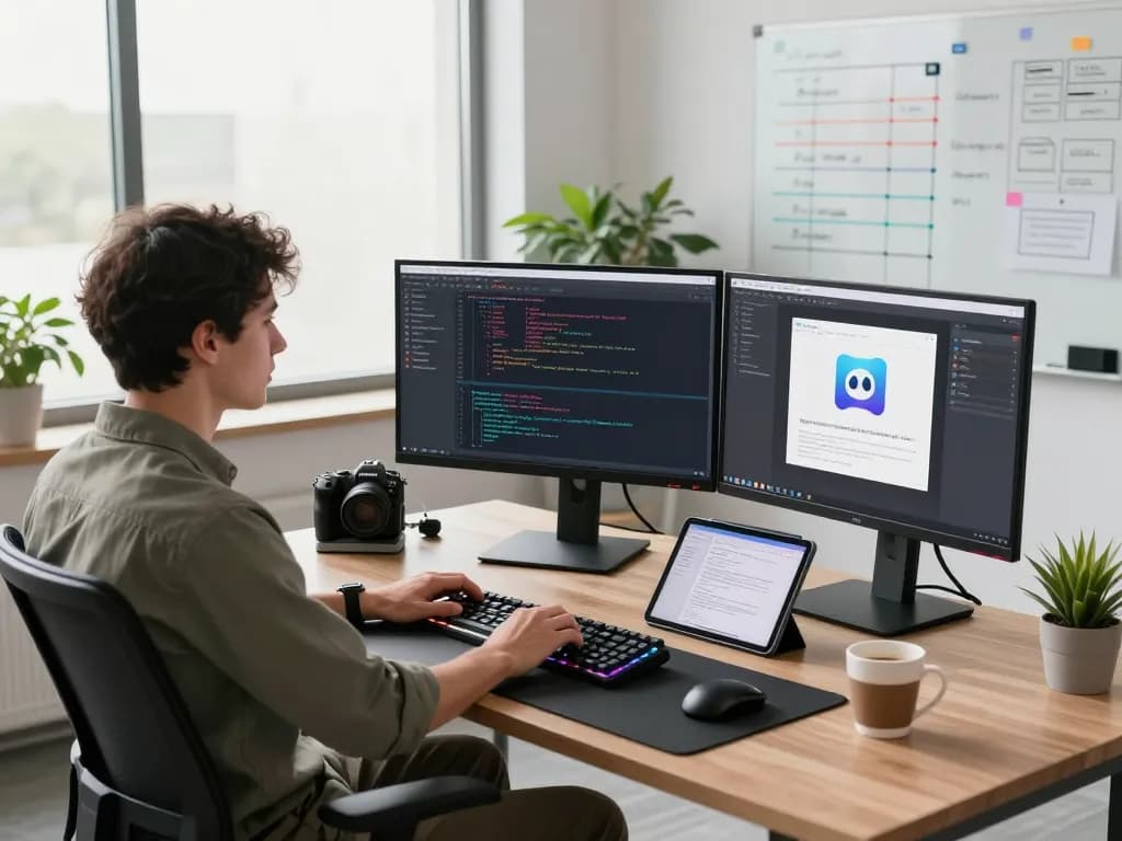 MoltBot personal AI assistant displayed on a developer's monitor in a modern tech workspace, highlighting productivity and innovation.