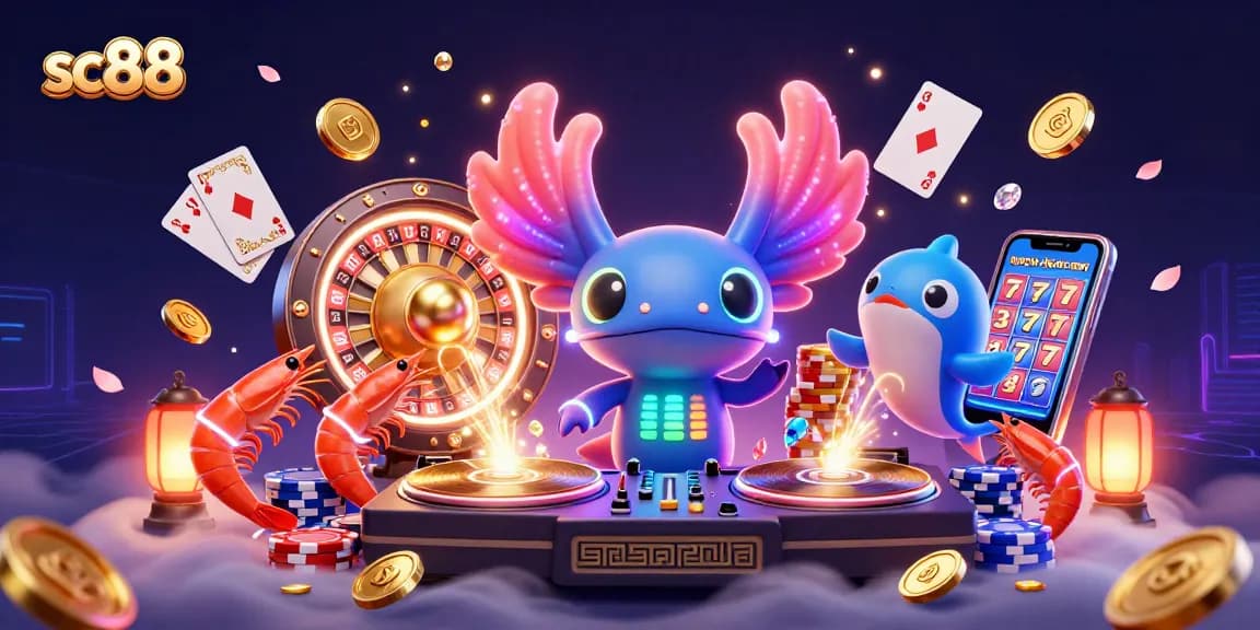 Engage with the exciting sc88 gaming experience featuring vibrant characters, dazzling coins, and thrilling casino elements.