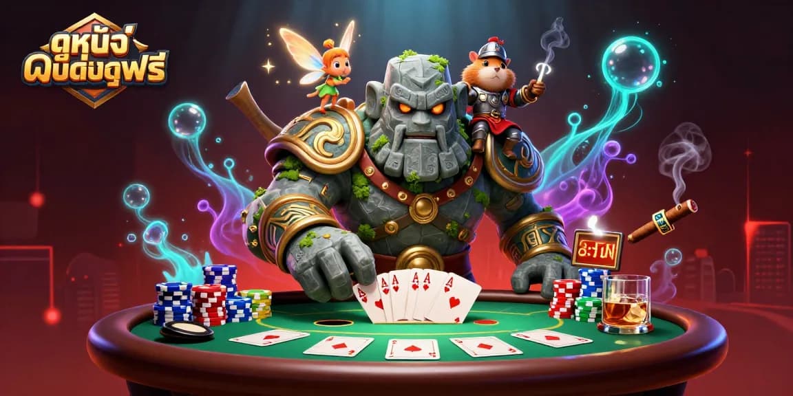Experience ดูหนังออนไลน์ฟรี with vibrant characters at an energetic poker scene filled with action.