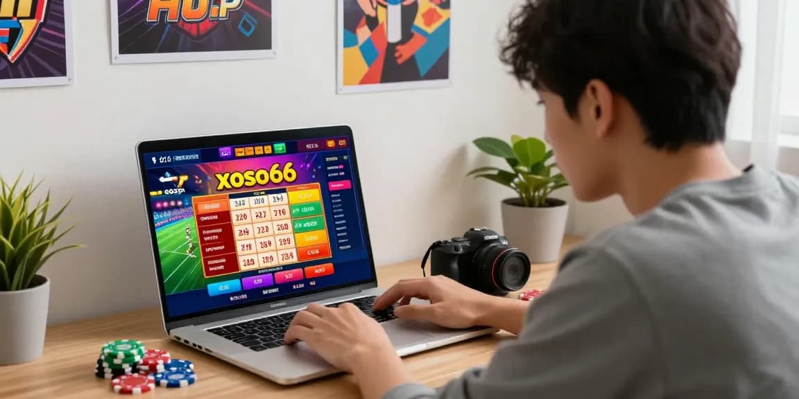 Engaging xoso66 online betting experience at home with vibrant graphics and dynamic elements.