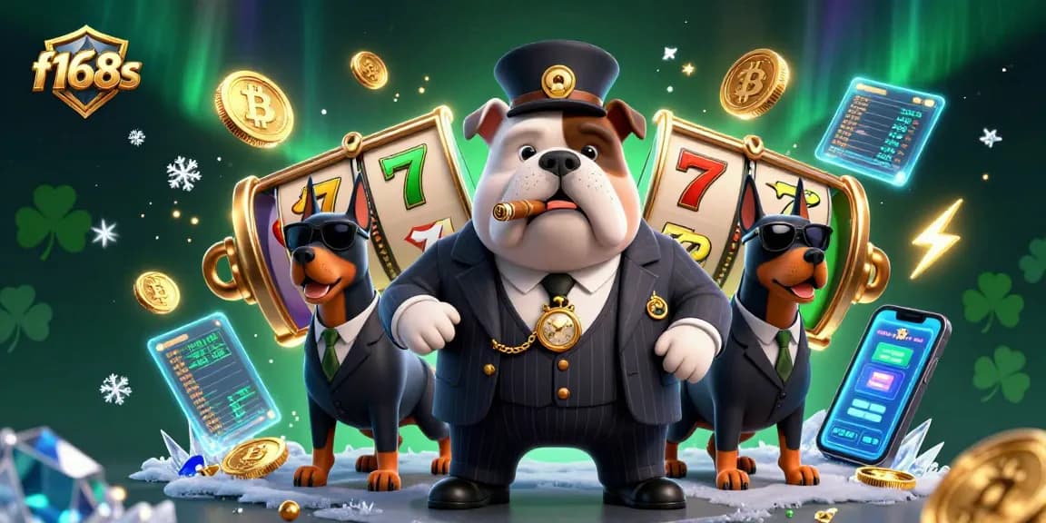 Engage in casino thrills with f168s featuring a dynamic 3D mafia scene surrounded by slot elements.