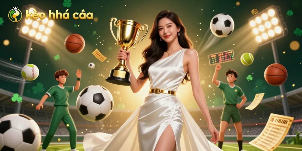 Celebrate victories with kèo nhà cái as a stunning Asian woman triumphs in sports betting amidst dynamic elements.