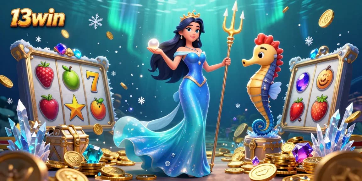 Experience the thrill of 13win as colorful slot elements and an enchanting underwater scene come to life.