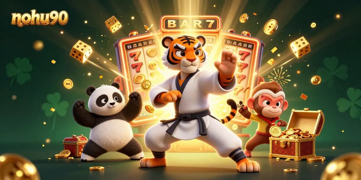 Nohu90 offers immersive gaming experiences with vibrant characters and explosive action in this captivating 3D illustration.