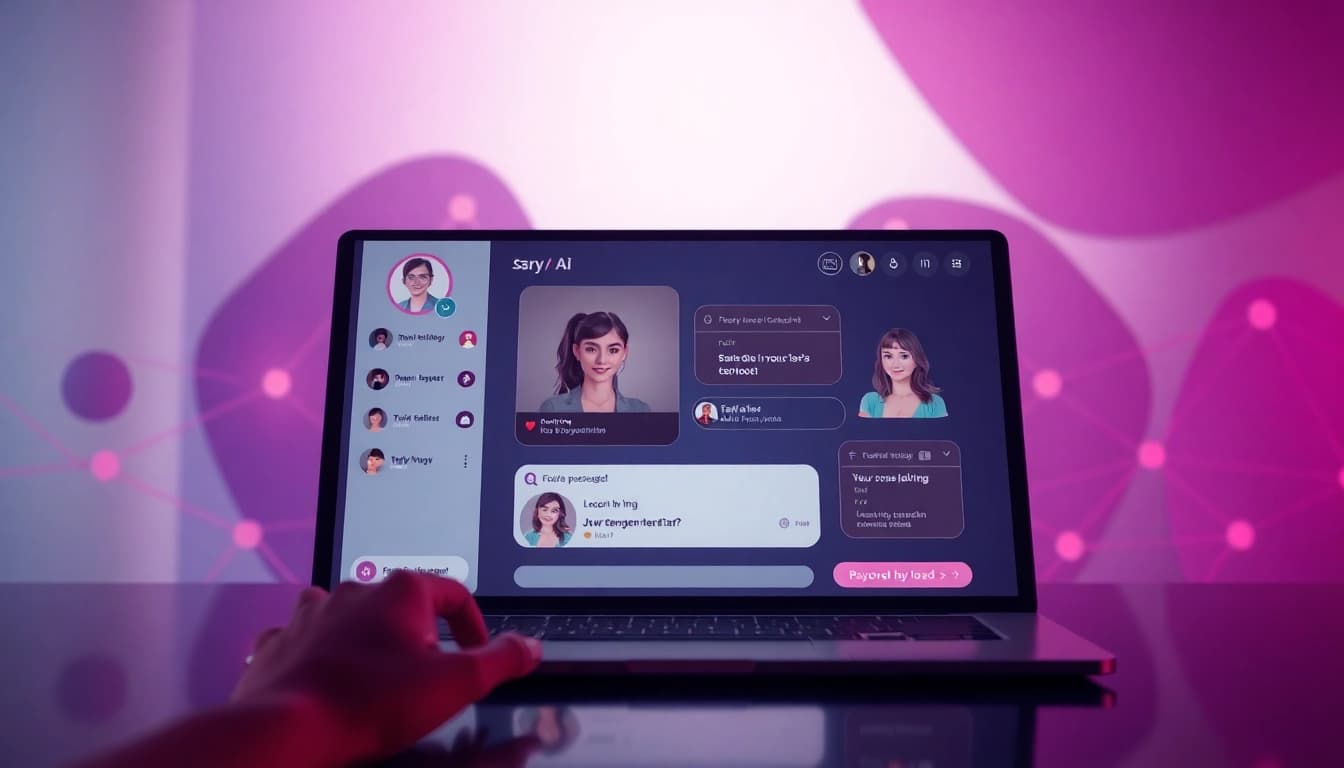 Interactive chat interface showcasing sex ai technology with vibrant colors.