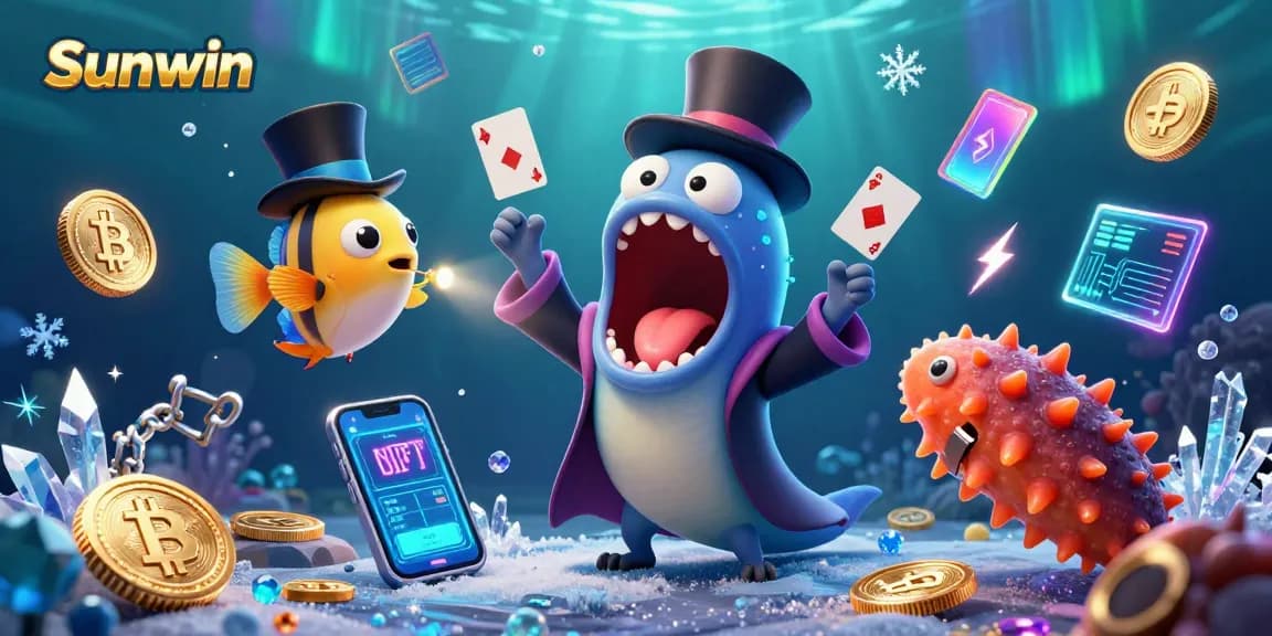 Sunwin showcases a unique underwater scene with a deep-sea eel performing in a vibrant casino theme.