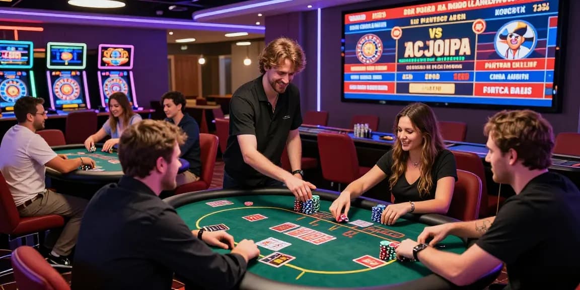Players enjoying thrilling games at HELLO88 casino with vibrant ambiance and exciting atmosphere.