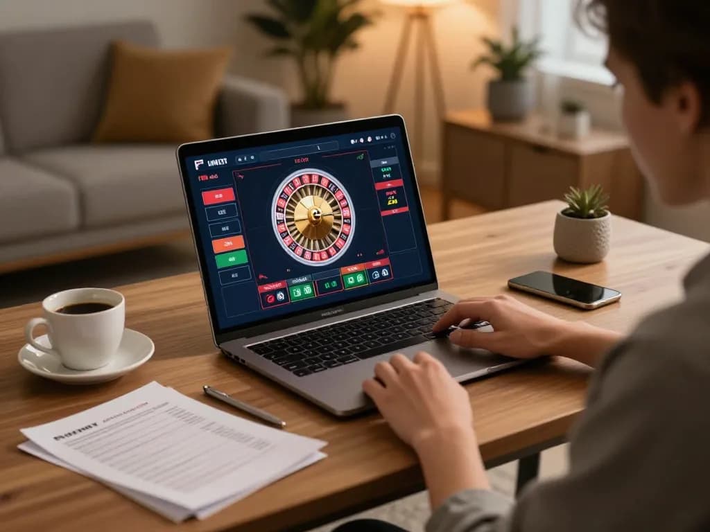 BCX88 player engaging in thrilling online roulette, comfortable setup with strategic elements.